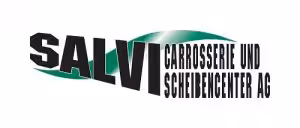 Logo von Salvi Carrosserie und Scheibencenter AG mit grünem Hintergrund und schwarzem Text.